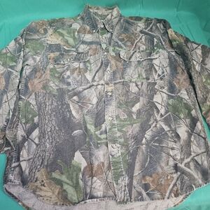 Vintage Wells Creek Real Tree Hardwoods Hunting Camo Button Up Shirt Size‎ Large